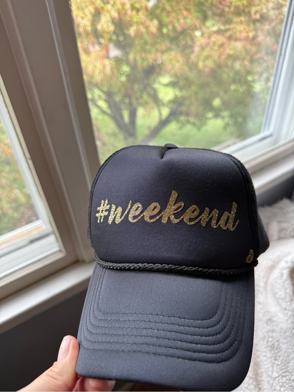 Black Trucker Hat #Weekend